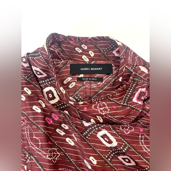Isabel Marant Maroon Sleeveless 100% Silk Theo Blouse Mandarin Collar sz 34 - Picture 9 of 15